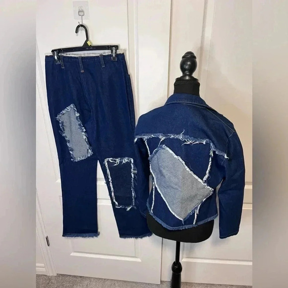 Vintage | Connection Jeans  | 2-Pc Frayed Denim Jacket and Pants | Size M [86] - Picture 9 of 16